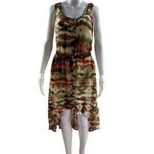 Tie Dye Button Up High Low Tank Dress Braided Belt M Costal Cowgirl By As U Wish